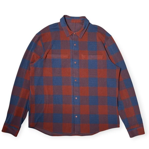 Lululemon Soft Knit Overshirt MENS XXL Red Blue Heavyweight Flannel Shirt - Picture 1 of 10
